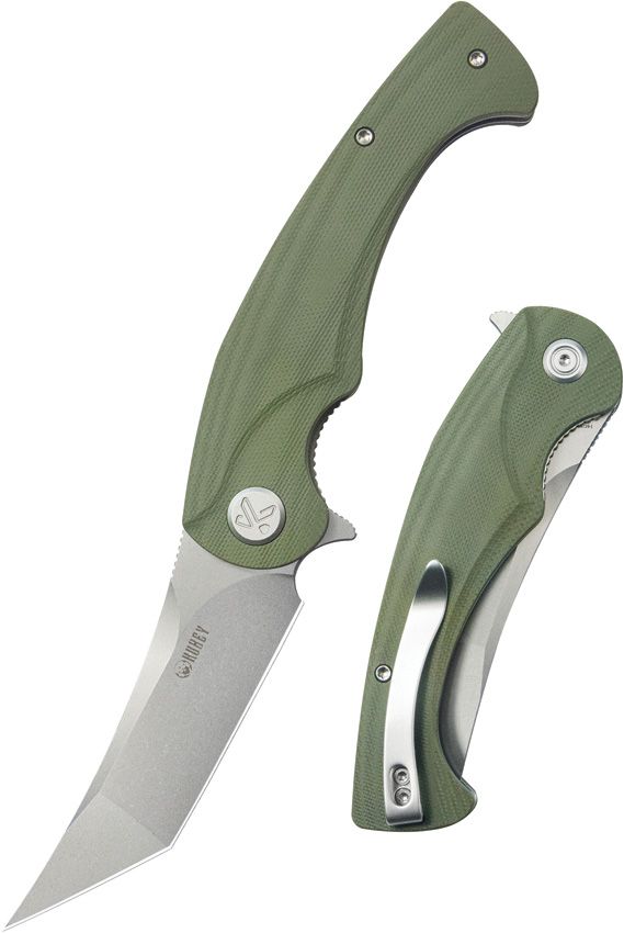 KUB175A_add_05.jpg Kubey Scimitar Tanto Linerlock OD Green Folding Knife