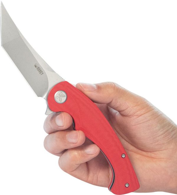 Kubey Scimitar Tanto Linerlock Red G10 Folding Knife