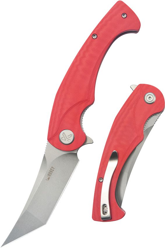 Kubey Scimitar Tanto Linerlock Red G10 Folding Knife