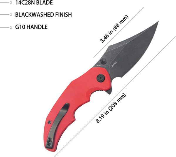 Kubey Ceto Camp Linerlock - Red G10 Clip Point