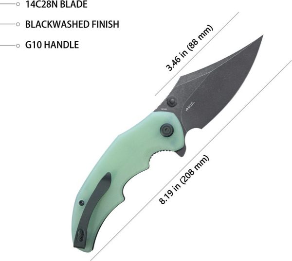 Kubey Ceto Camp Linerlock - Jade G10 Clip Point