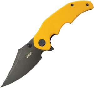 KUB181G.jpg Kubey Ceto Camp Linerlock - Yellow G10 Clip Point
