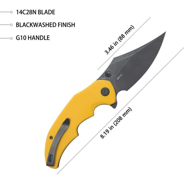 Kubey Ceto Camp Linerlock - Yellow G10 Clip Point