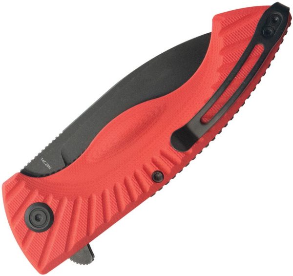 Kubey Timberwolf Linerlock - Red G10 Stonewash