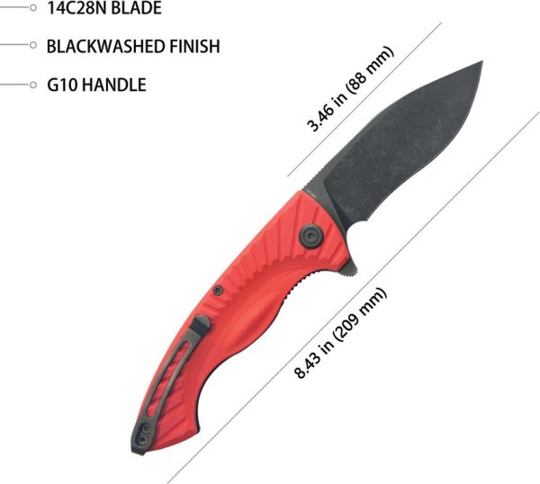 Kubey Timberwolf Linerlock - Red G10 Stonewash