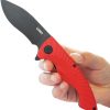 Kubey Timberwolf Linerlock - Red G10 Stonewash