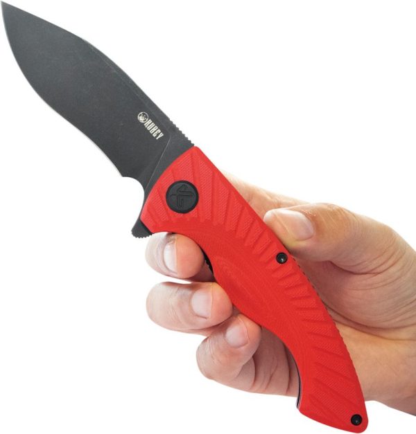 Kubey Timberwolf Linerlock - Red G10 Stonewash