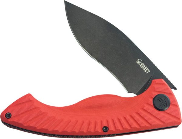 Kubey Timberwolf Linerlock - Red G10 Stonewash