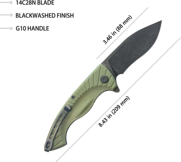 Kubey Timberwolf Linerlock - OD G10 Stonewash