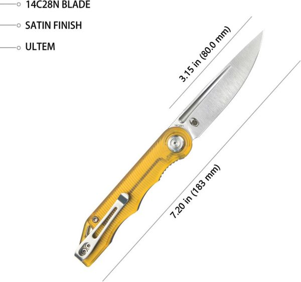 Kubey Mizo Linerlock Folding Knife - Ultem Handle