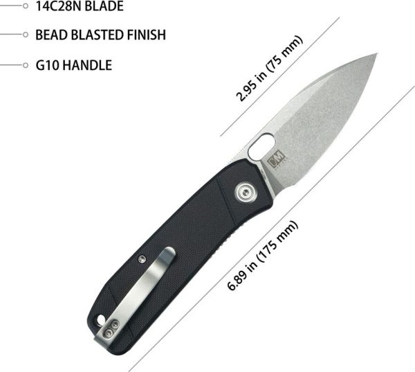 Kubey Hyde Linerlock Black G10 Folding Knife