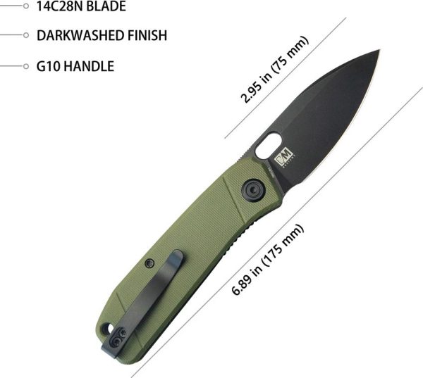 Kubey Hyde Linerlock OD Green G10 Folding Knife
