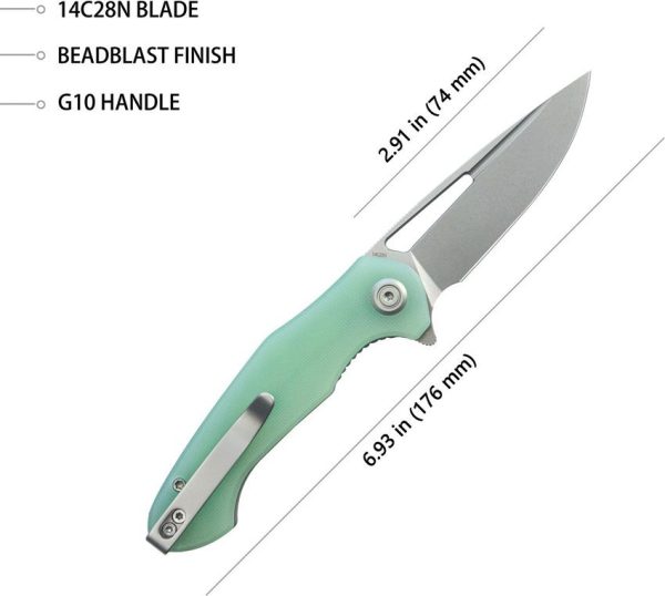 Kubey Dugu Linerlock Jade G10 Stonewash