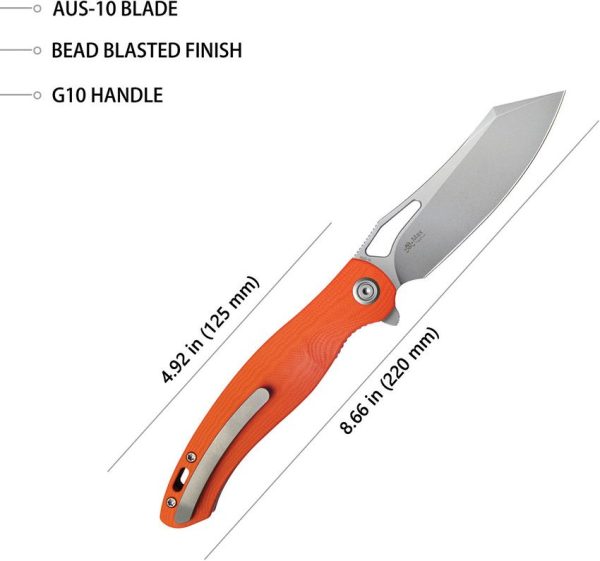 Kubey Drake Linerlock Orange G10 AUS-10A
