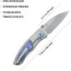 KB Knives Vertigo Framelock Folding Knife 3.13" S35VN Stonewash Wharncliffe