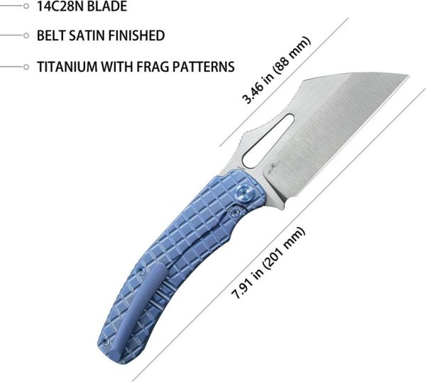 Kubey Sylow Framelock Blue Titanium - Wharncliffe