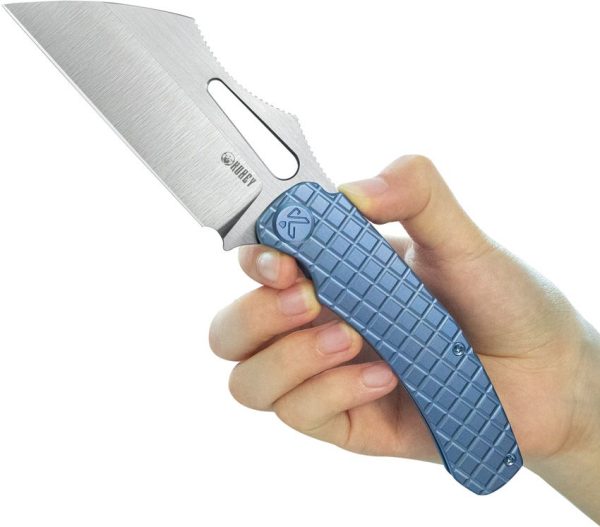 Kubey Sylow Framelock Blue Titanium - Wharncliffe