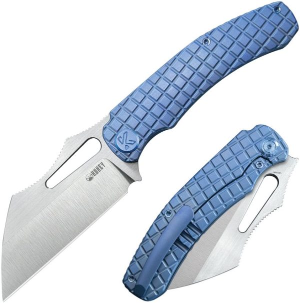 Kubey Sylow Framelock Blue Titanium - Wharncliffe