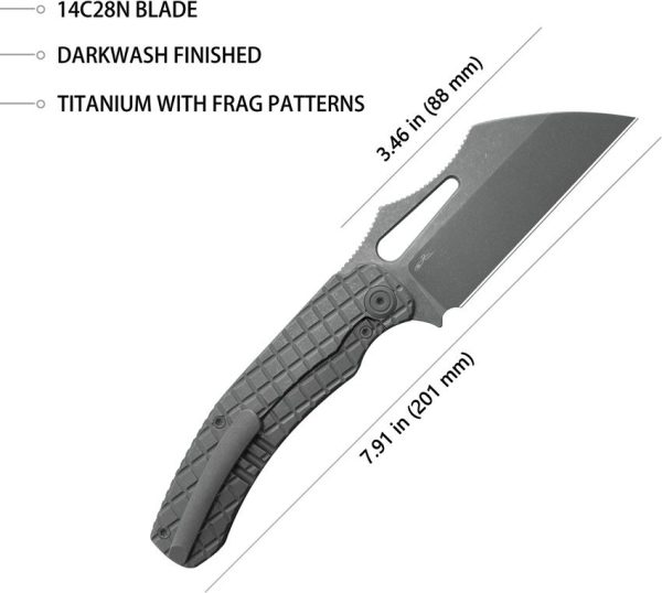 Kubey Sylow Framelock Dark Stonewash Titanium