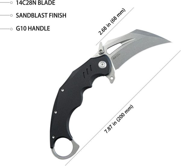 Kubey Wrath Karambit Linerlock Black G10