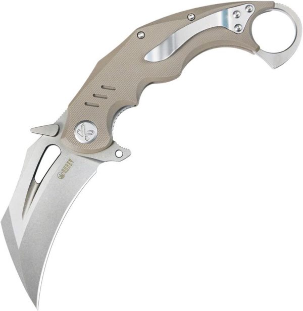Kubey Wrath Karambit Linerlock - Tan G10
