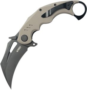Kubey Wrath Karambit Linerlock - Black/Tan