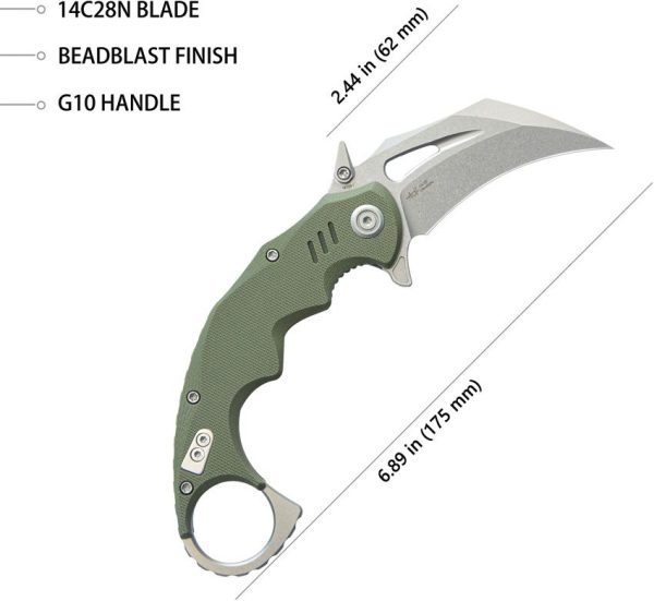 Kubey Mini Wrath Karambit - OD Green G10