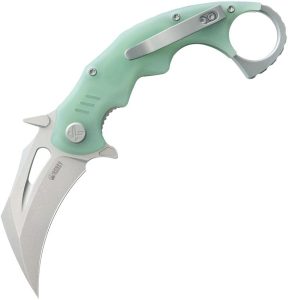 Kubey Mini Wrath Karambit Linerlock - Jade G10 Satin