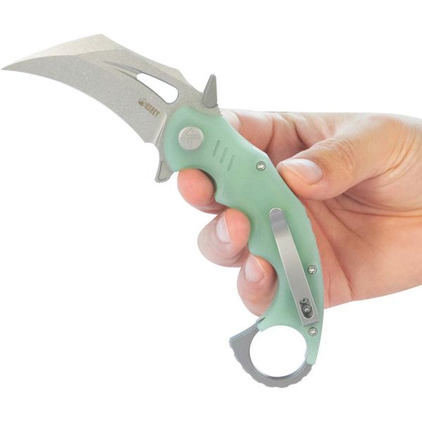 Kubey Mini Wrath Karambit Linerlock - Jade G10 Satin