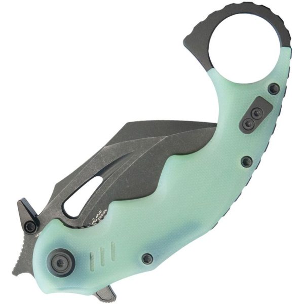 Kubey Mini Wrath Karambit Linerlock - Jade Black Oxide