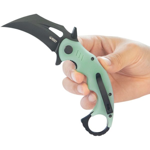 Kubey Mini Wrath Karambit Linerlock - Jade Black Oxide
