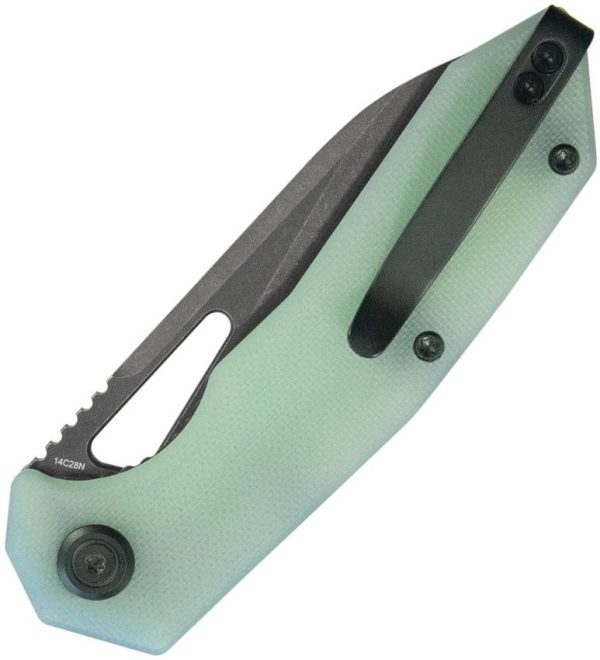Kubey Vagrant Linerlock Jade G10 14C28N Black Stonewash