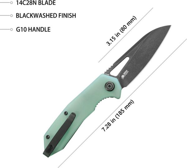 Kubey Vagrant Linerlock Jade G10 14C28N Black Stonewash
