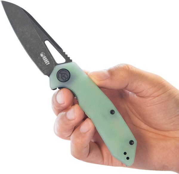 Kubey Vagrant Linerlock Jade G10 14C28N Black Stonewash
