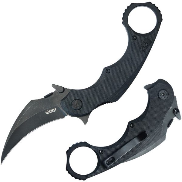 Kubey Rogue Karambit Blackwash 14C28N G10 Linerlock