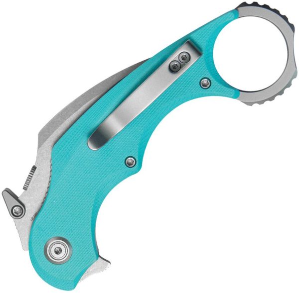 Kubey Rogue Pikal Karambit Tiffany Blue G10 14C28N