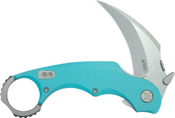 Kubey Rogue Pikal Karambit Tiffany Blue G10 14C28N