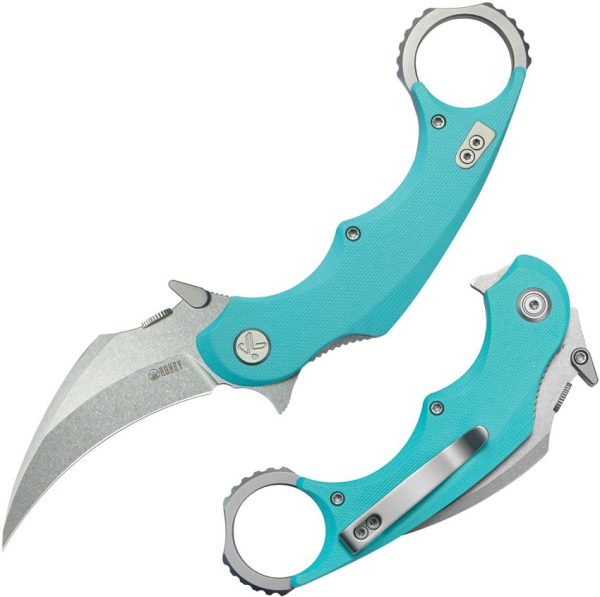 Kubey Rogue Pikal Karambit Tiffany Blue G10 14C28N