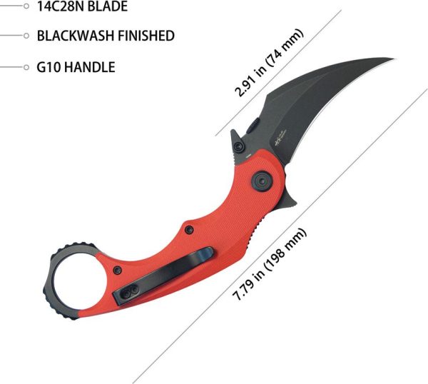 Kubey Rogue Pikal Karambit Red G10 Linerlock