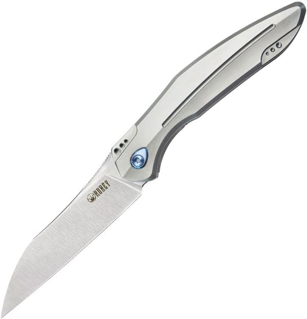 Kubey Barracuda Linerlock Gray Titanium 3.38in