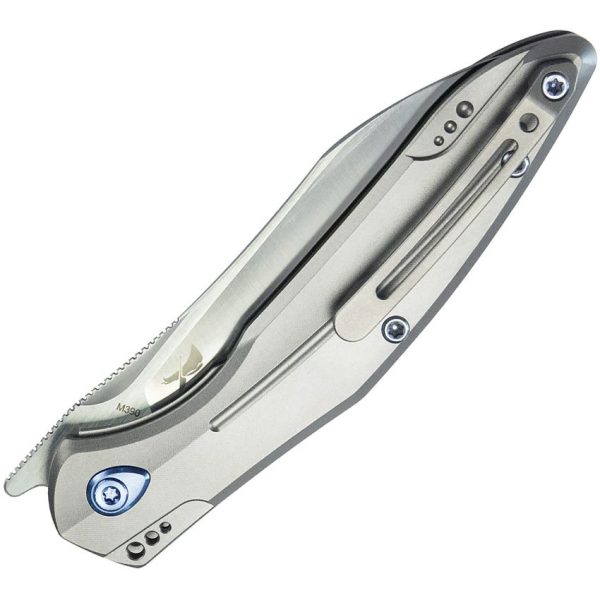 Kubey Barracuda Linerlock Gray Titanium 3.38in