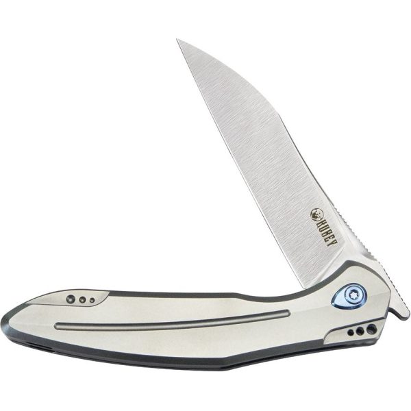 Kubey Barracuda Linerlock Gray Titanium 3.38in