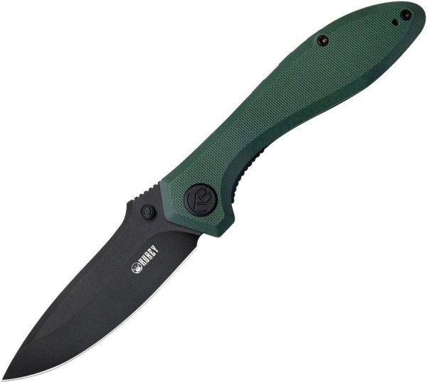 Kubey Ruckus Linerlock Folding Knife - Green G10 BlackWash