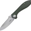 Kubey Ruckus Linerlock Folding Knife 3.5" AUS-10A Green Micarta
