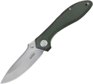 Kubey Ruckus Linerlock Folding Knife - Green Canvas Micarta