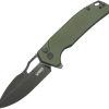 Kubey RDF Button Lock OD Green G10 Folding Knife
