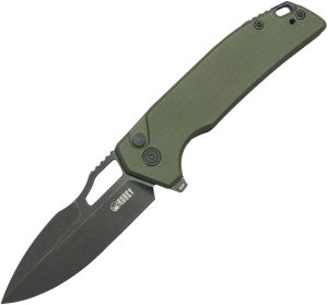 Kubey RDF Button Lock OD Green G10 Folding Knife