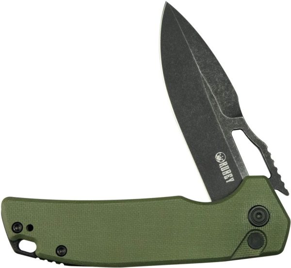 Kubey RDF Button Lock OD Green G10 Folding Knife
