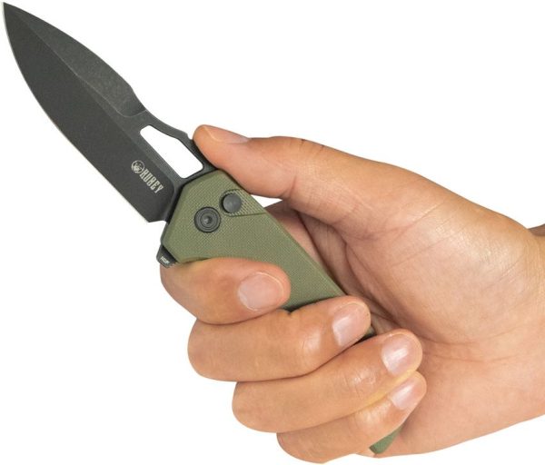 Kubey RDF Button Lock OD Green G10 Folding Knife