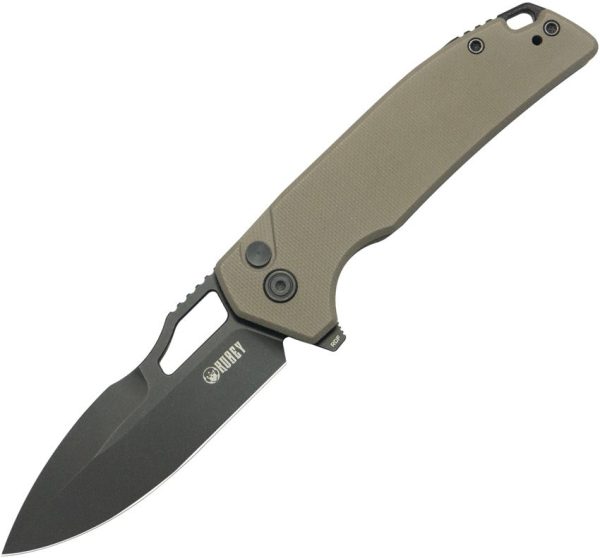 Kubey RDF Button Lock Tan G10 Folding Knife